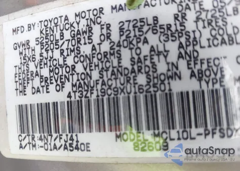 1999 Toyota Sienna Ce z USA, uszkodzony, nr VIN 4T3ZF19C9XU162501